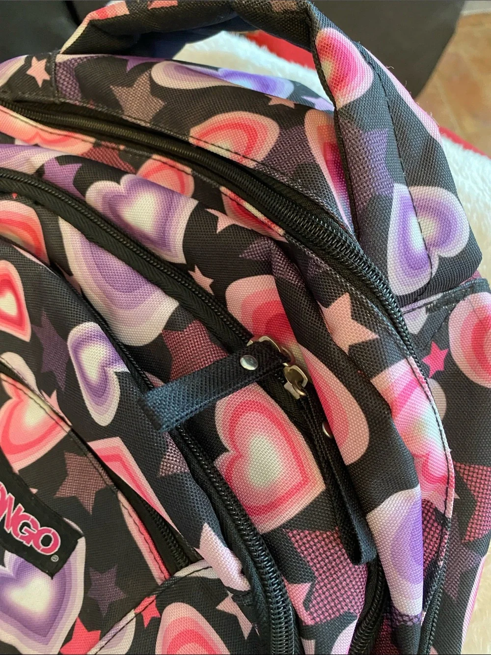 BONGO Pink & Purple Heart Print  Backpack